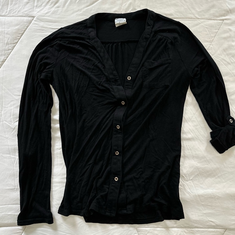Charming Charlie black soft button down top